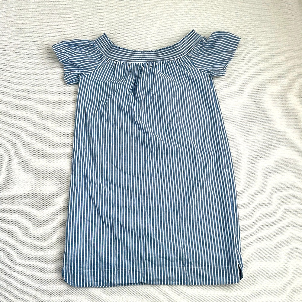 J Crew Cotton/Linen Blue and White Striped Dress Size 4